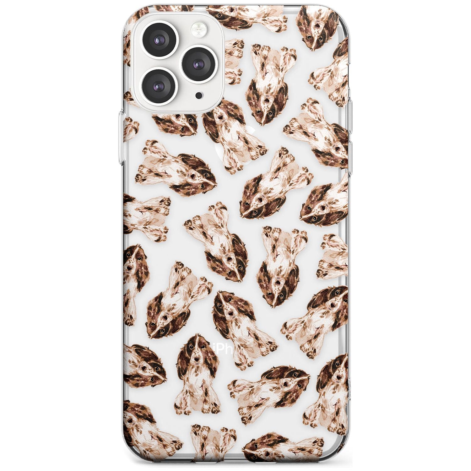 Cocker Spaniel (Brown) Watercolour Dog Pattern Phone Case iPhone 11 Pro Max / Clear Case,iPhone 11 Pro / Clear Case,iPhone 12 Pro Max / Clear Case,iPhone 12 Pro / Clear Case Blanc Space