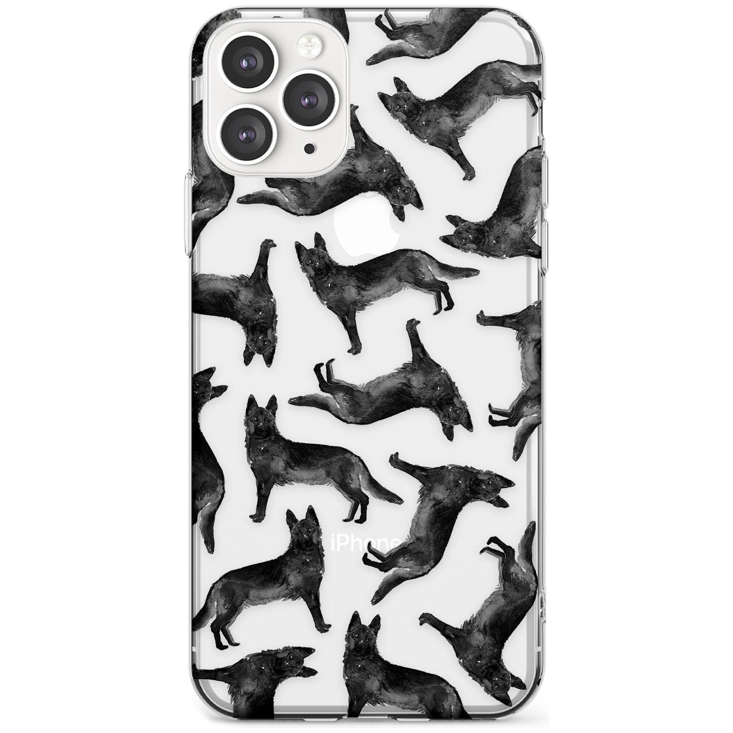 German Shepherd (Black) Watercolour Dog Pattern Slim TPU Phone Case for iPhone 11 Pro Max