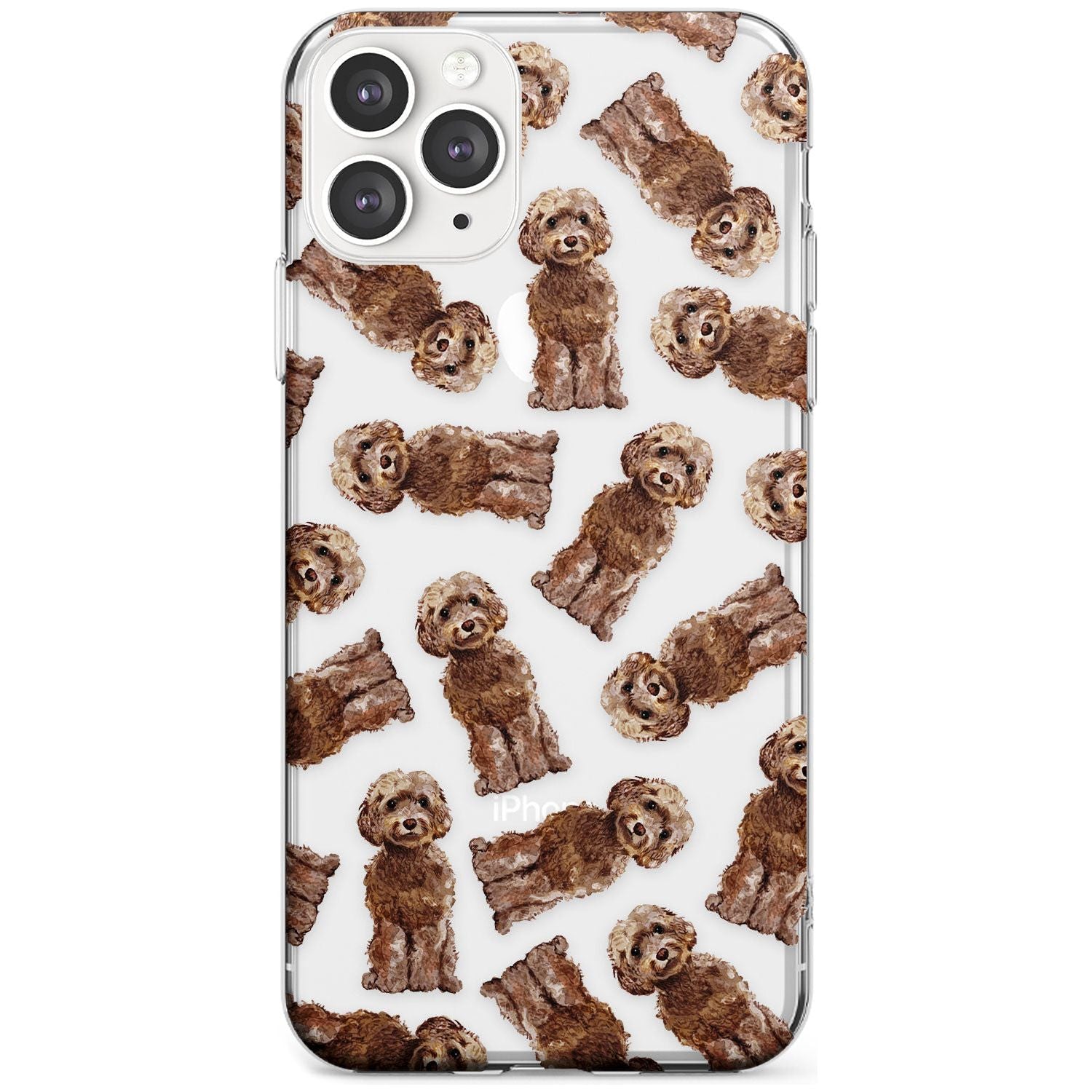 Cockapoo (Brown) Watercolour Dog Pattern Slim TPU Phone Case for iPhone 11 Pro Max