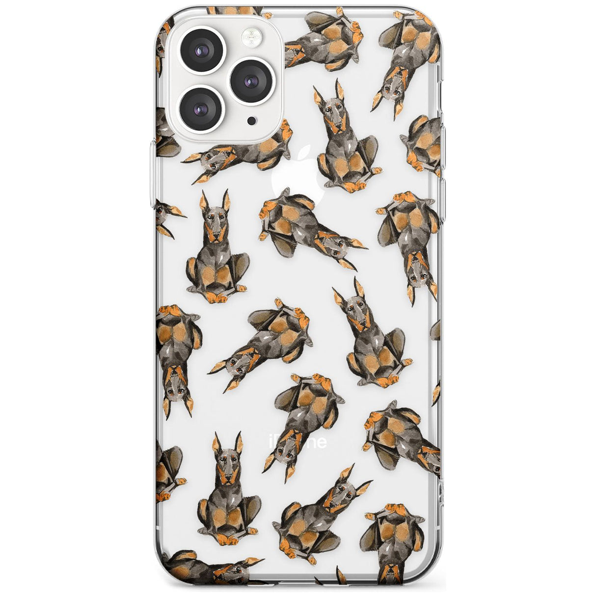 Doberman (Cropped) Watercolour Dog Pattern Slim TPU Phone Case for iPhone 11 Pro Max