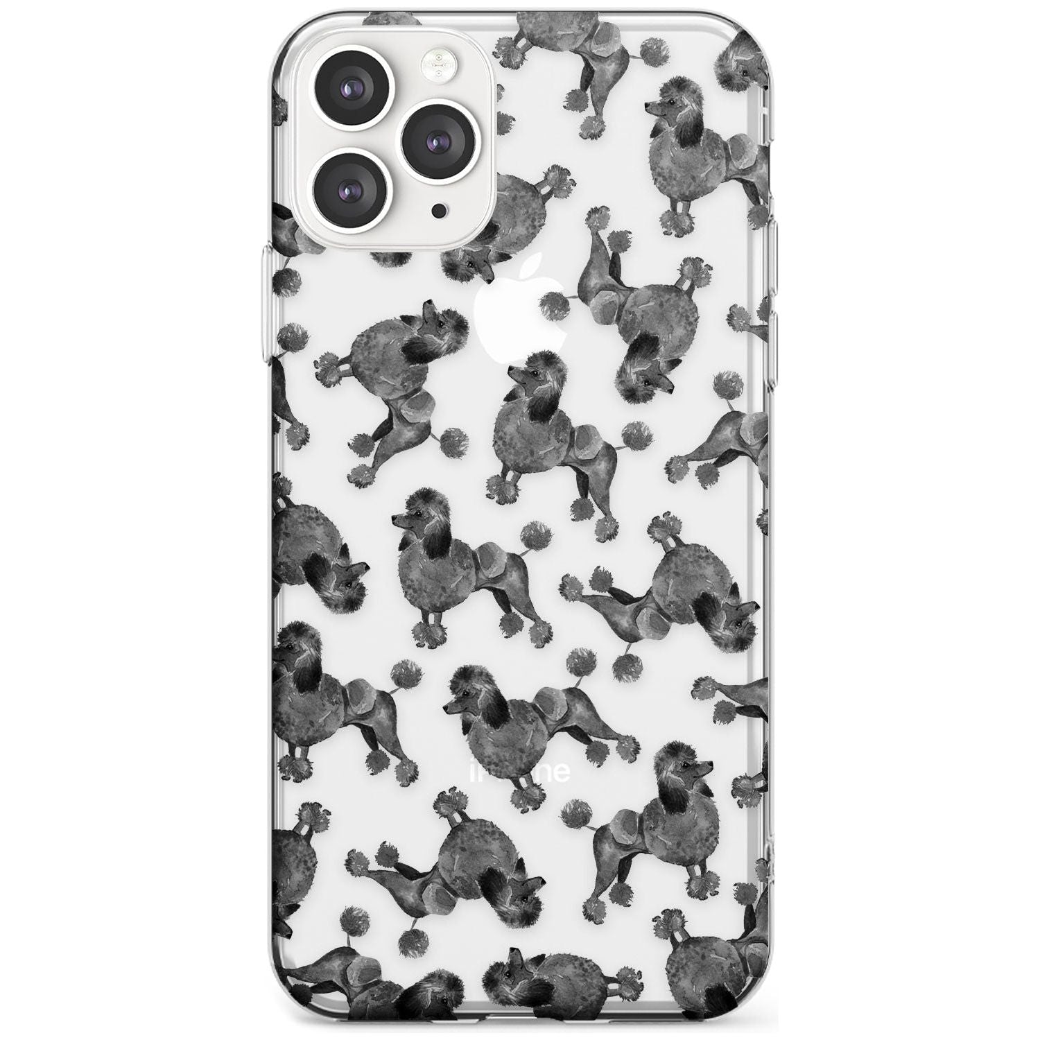 Poodle (Black) Watercolour Dog Pattern Slim TPU Phone Case for iPhone 11 Pro Max