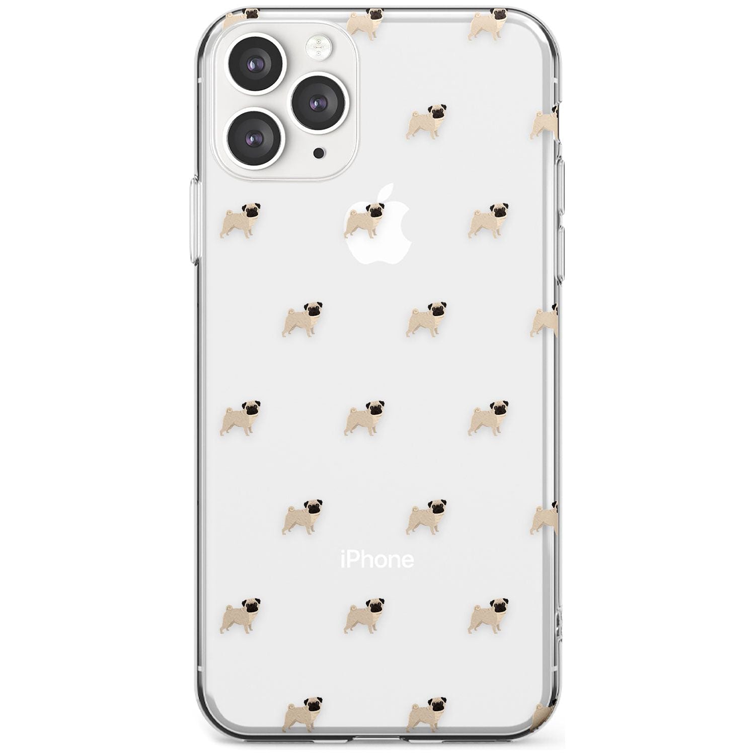 Pug Dog Pattern Clear Slim TPU Phone Case for iPhone 11 Pro Max