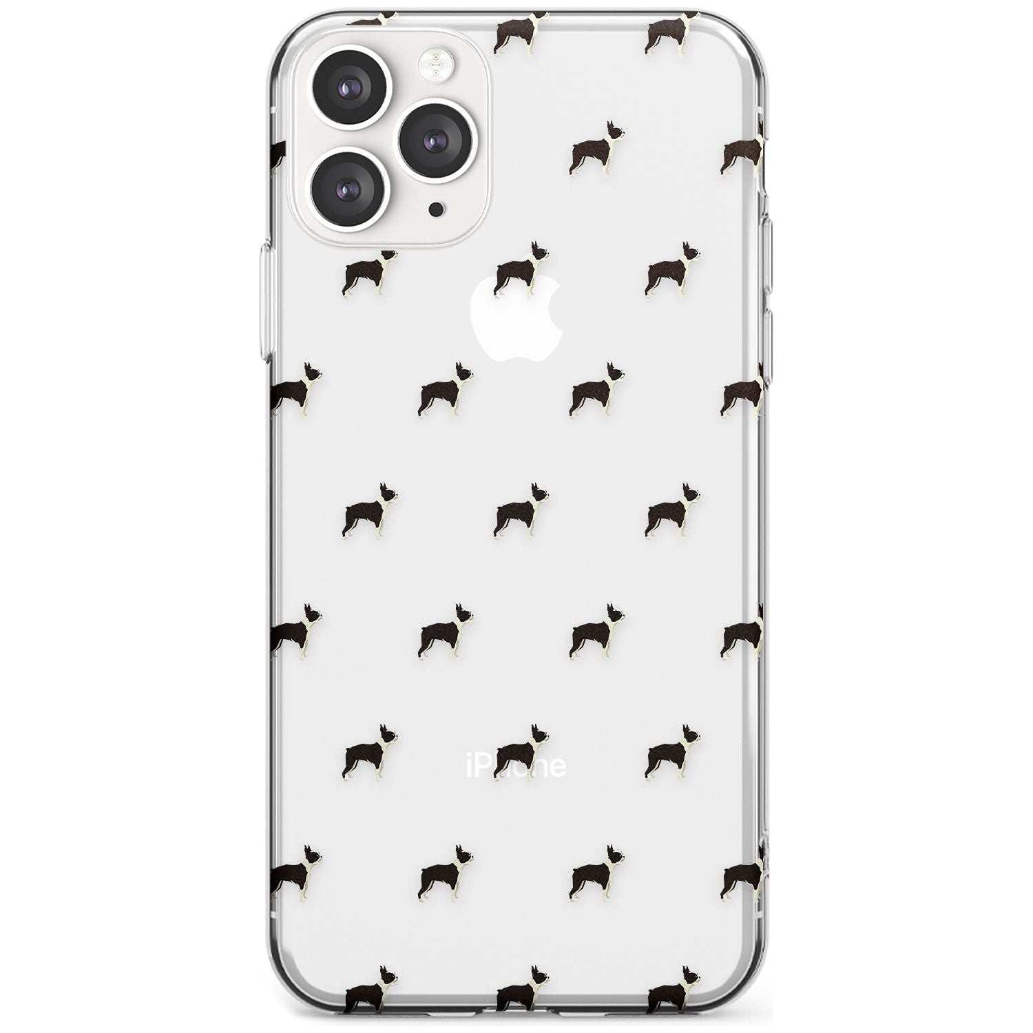 Boston Terrier Dog Pattern Clear Slim TPU Phone Case for iPhone 11 Pro Max