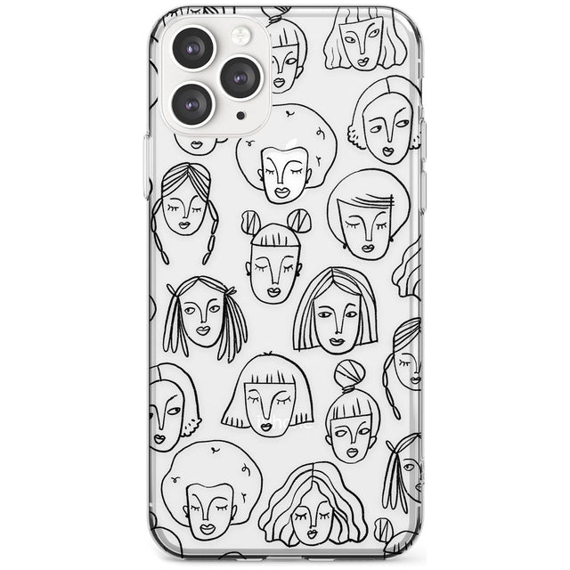 Girl Portrait Doodles Slim TPU Phone Case for iPhone 11 Pro Max