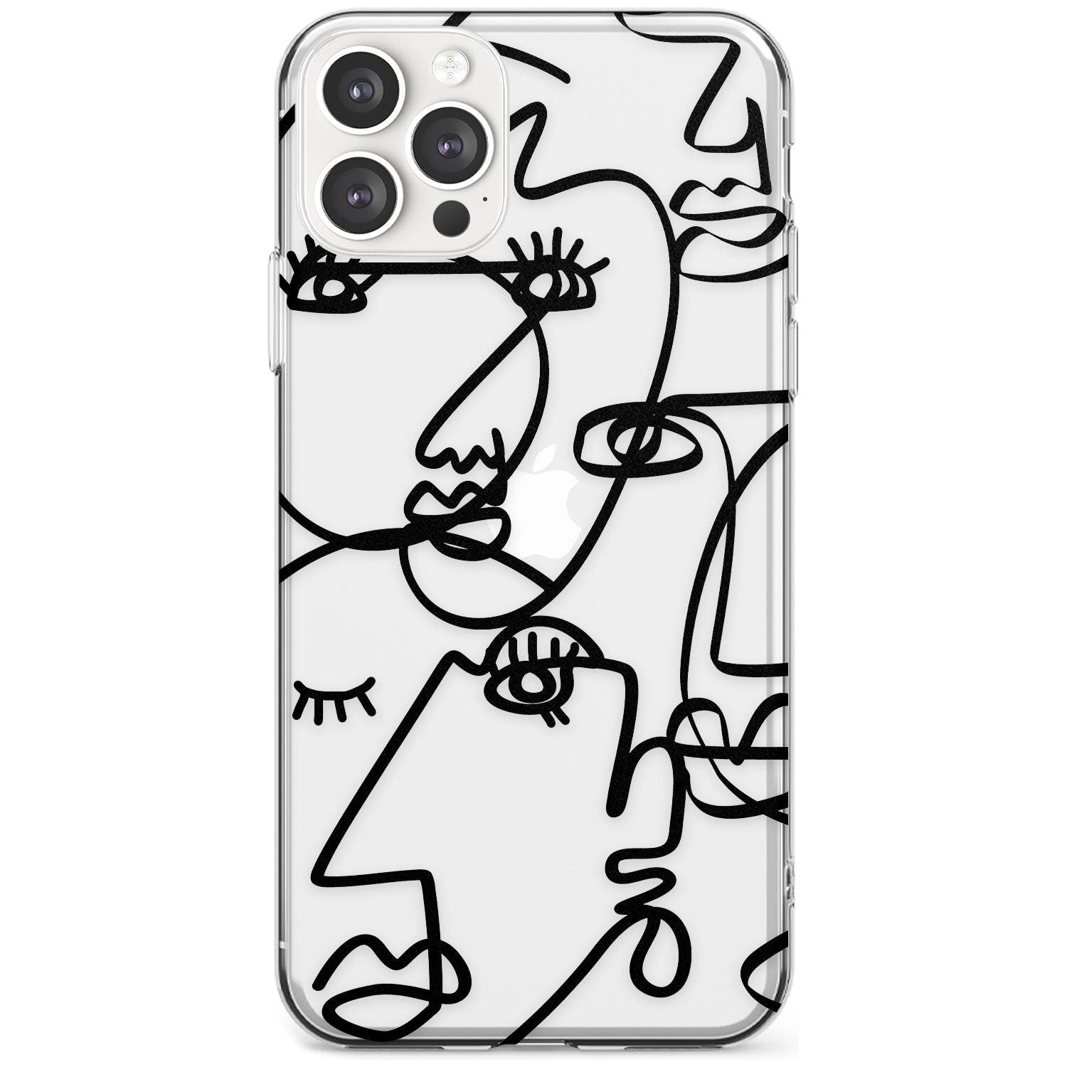 Continuous Line Faces: Black on Clear Black Impact Phone Case for iPhone 11 Pro Max