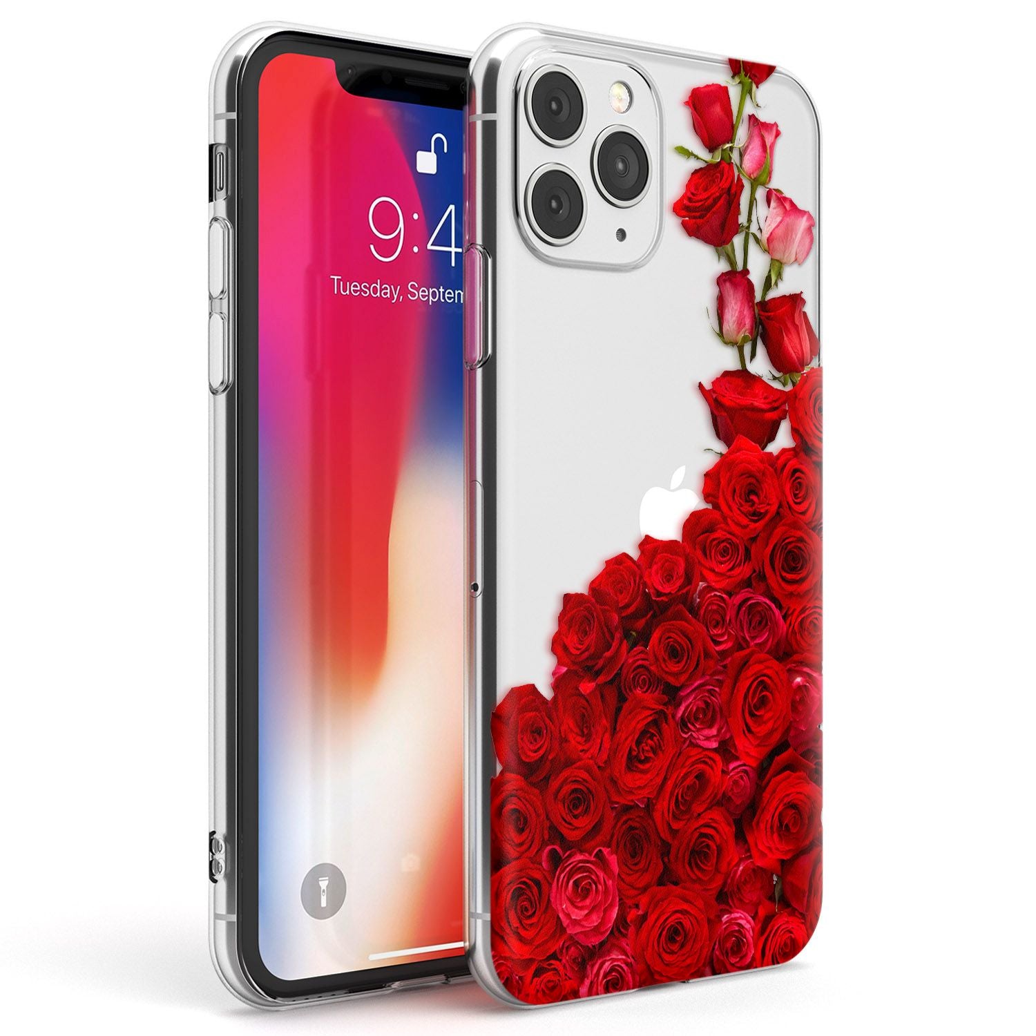 Floral Roses Phone Case iPhone 11 Pro Max / Clear Case,iPhone 11 Pro / Clear Case,iPhone 12 Pro Max / Clear Case,iPhone 12 Pro / Clear Case Blanc Space