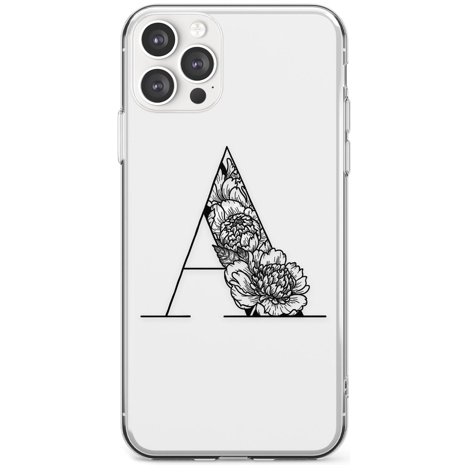 Floral Monogram Letter Black Impact Phone Case for iPhone 11 Pro Max