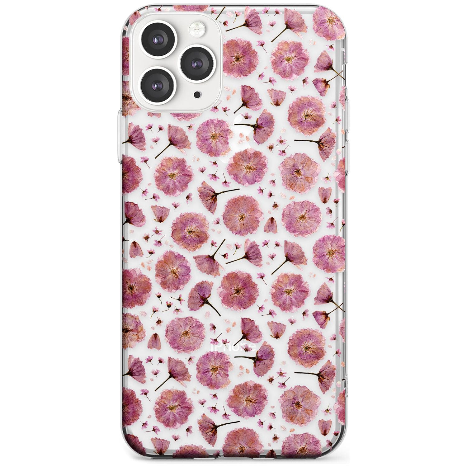 Pink Flowers & Blossoms Transparent Design Slim TPU Phone Case for iPhone 11 Pro Max
