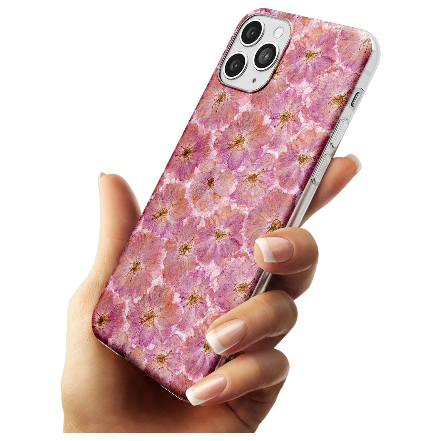 Large Pink Flowers Transparent Design Slim TPU Phone Case for iPhone 11 Pro Max