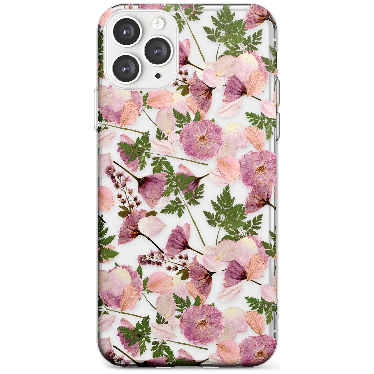 Leafy Floral Pattern Transparent Design Slim TPU Phone Case for iPhone 11 Pro Max