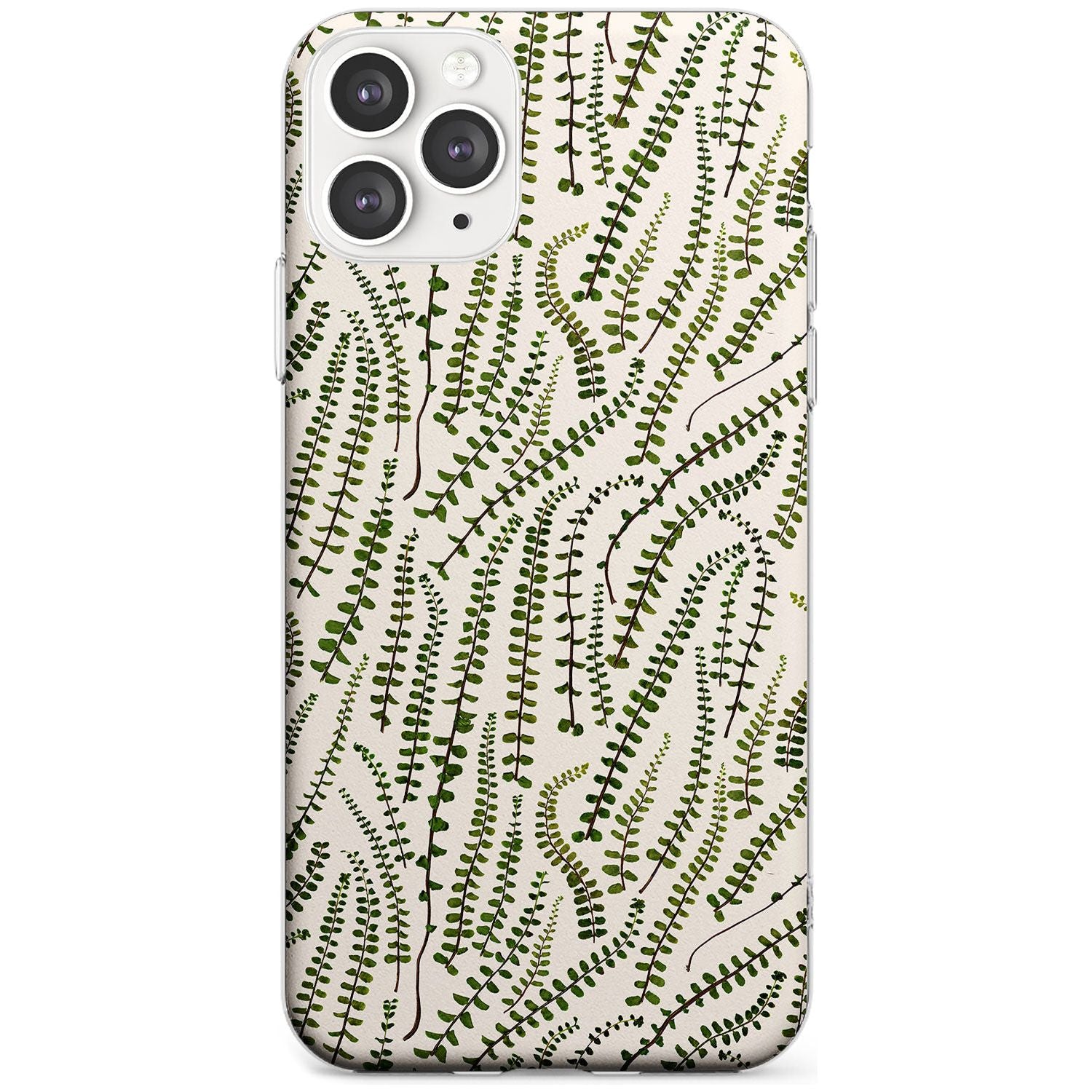 Fern Leaf Pattern Design - Cream Slim TPU Phone Case for iPhone 11 Pro Max