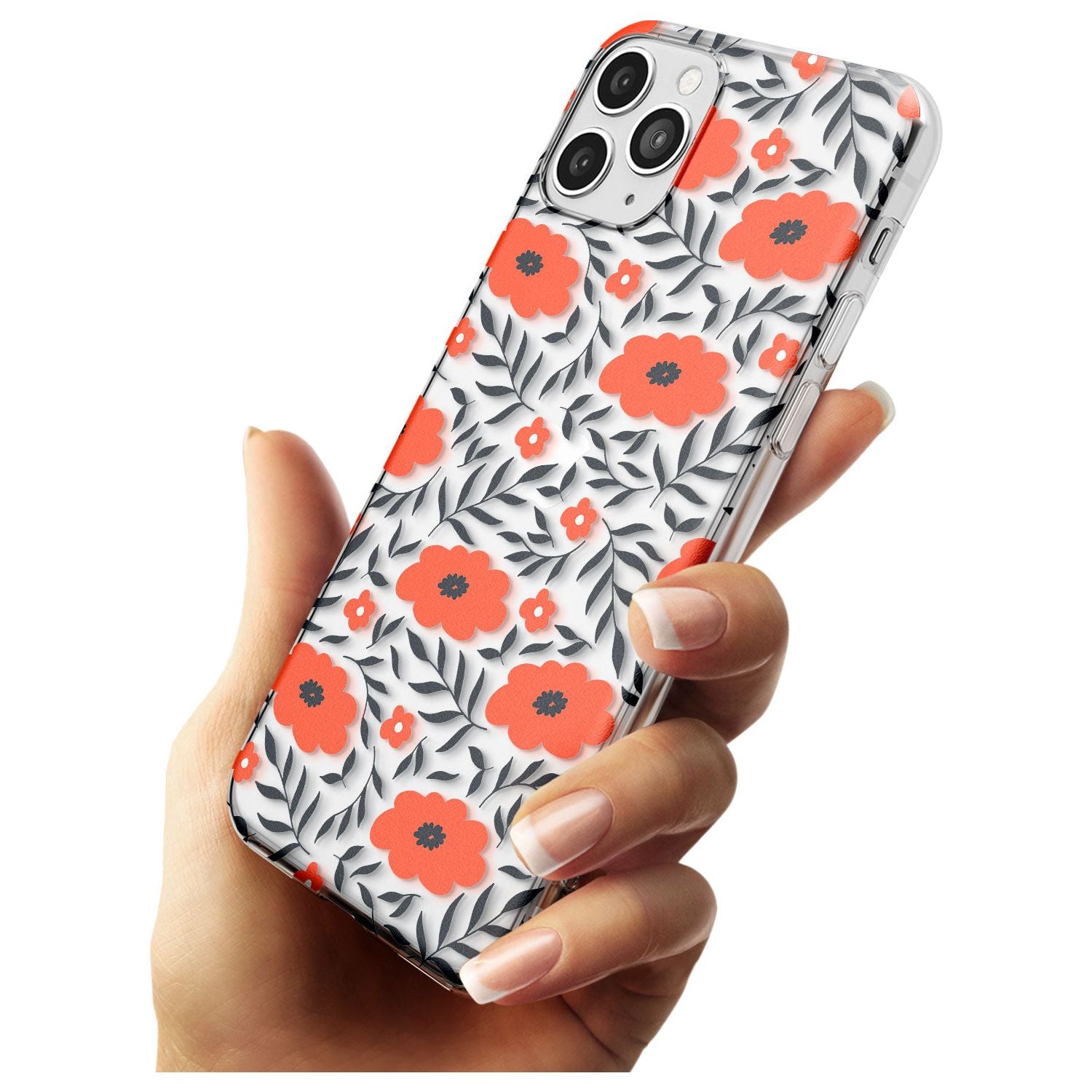 Red Poppy Transparent Floral Slim TPU Phone Case for iPhone 11 Pro Max