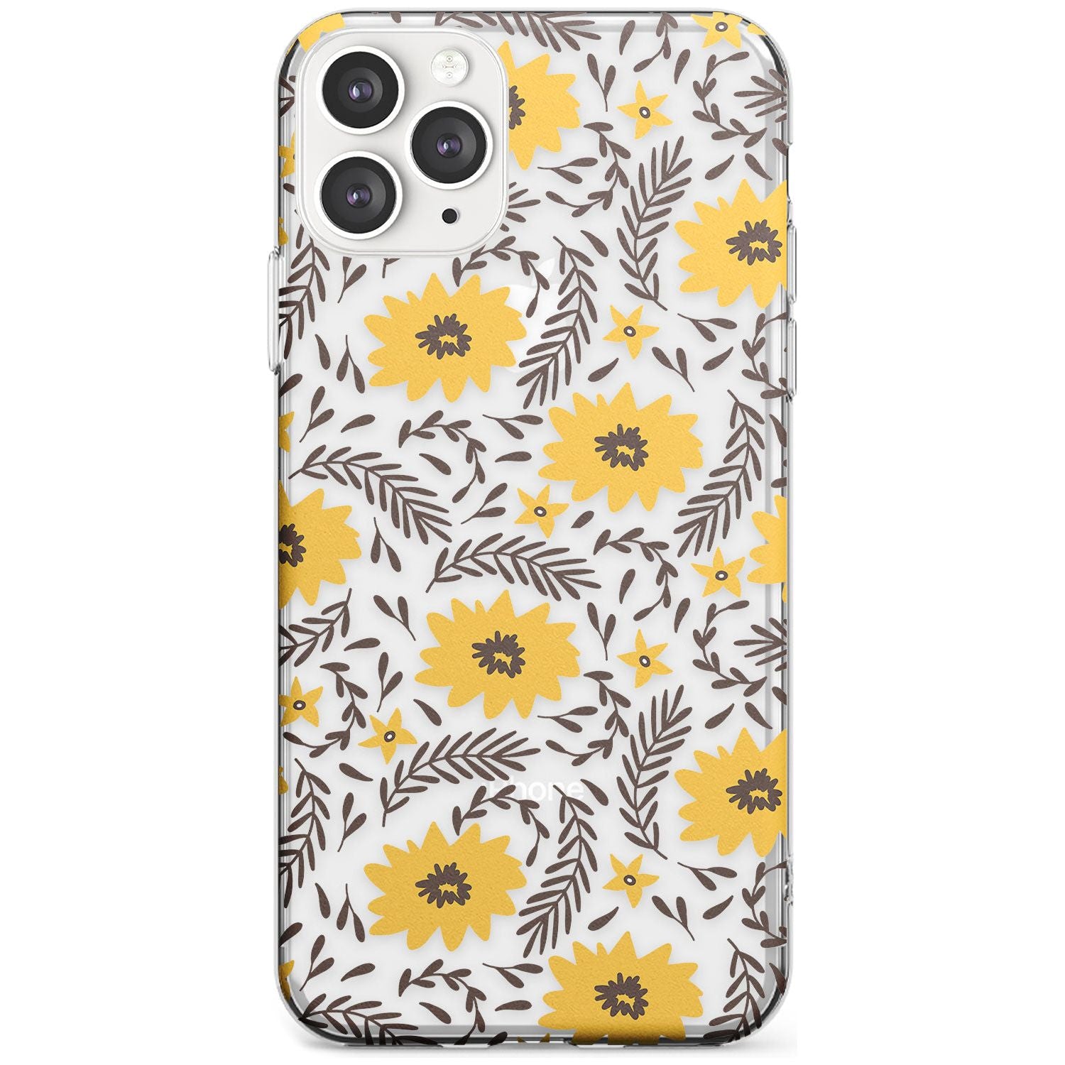 Yellow Blossoms Transparent Floral Slim TPU Phone Case for iPhone 11 Pro Max