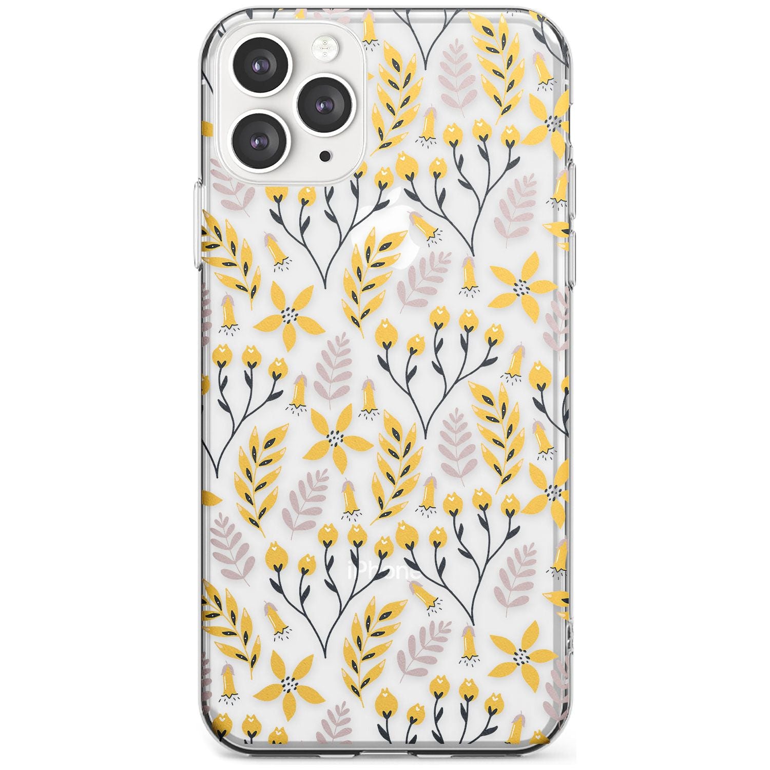 Yellow Leaves Transparent Floral Slim TPU Phone Case for iPhone 11 Pro Max