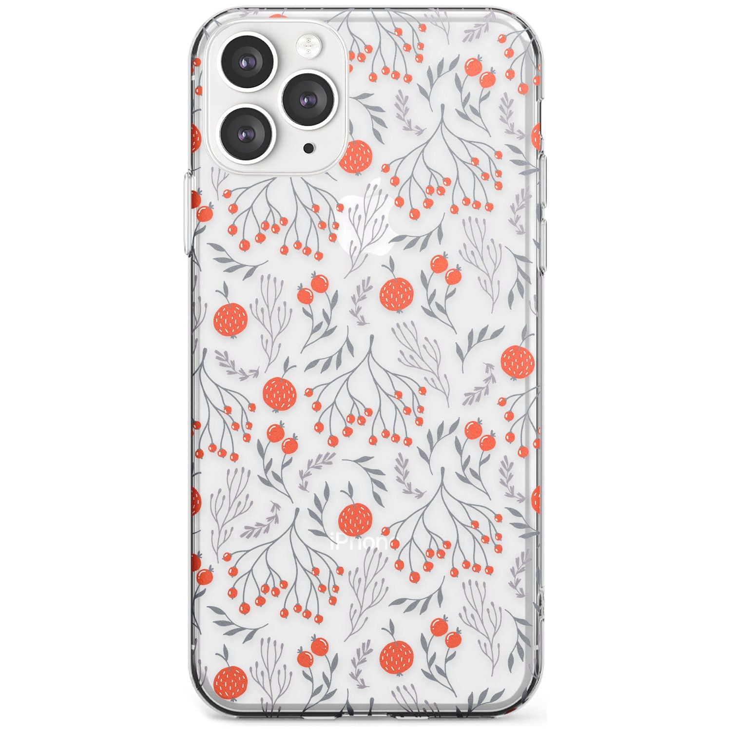 Red Fruits Transparent Floral Slim TPU Phone Case for iPhone 11 Pro Max