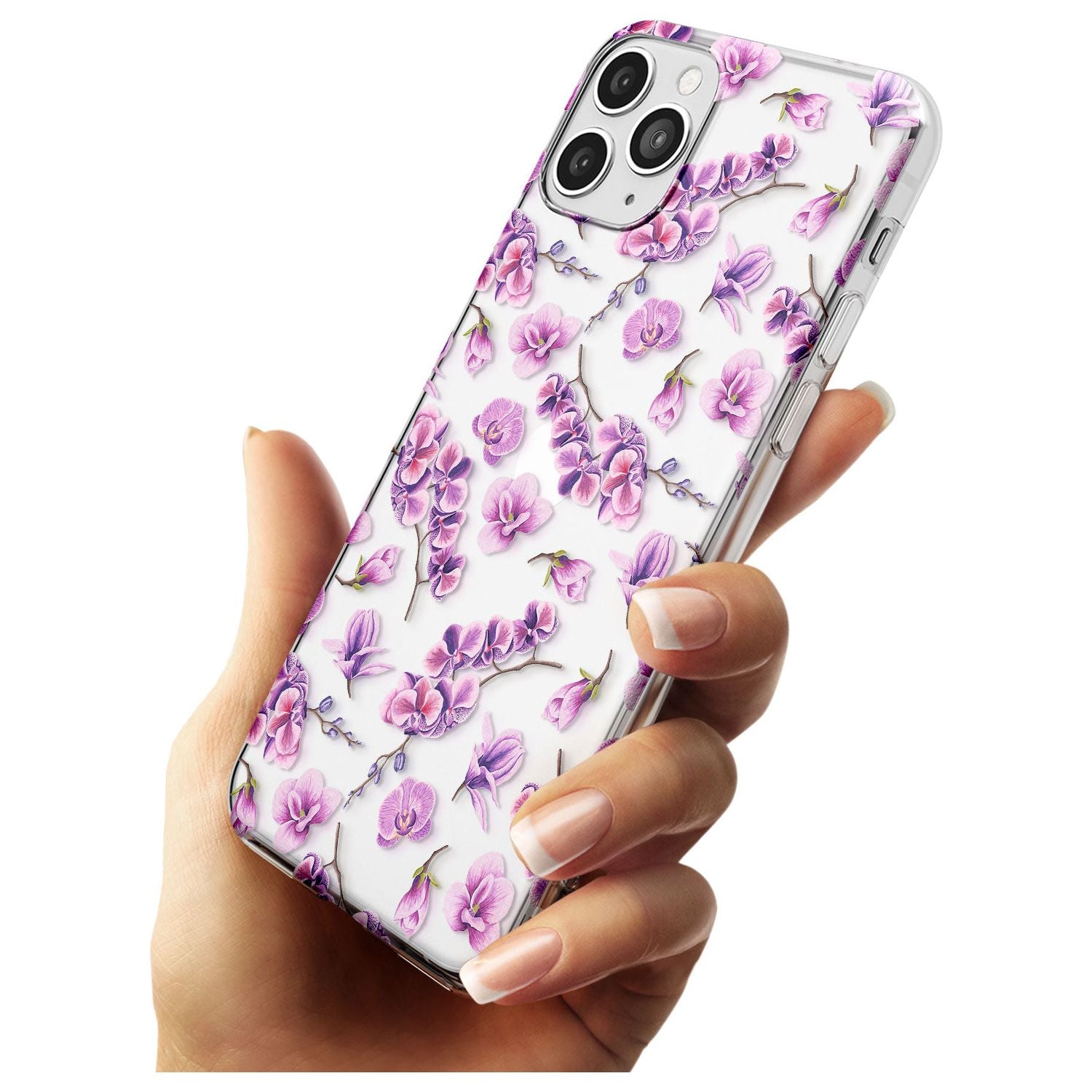Purple Orchids Transparent Floral Slim TPU Phone Case for iPhone 11 Pro Max