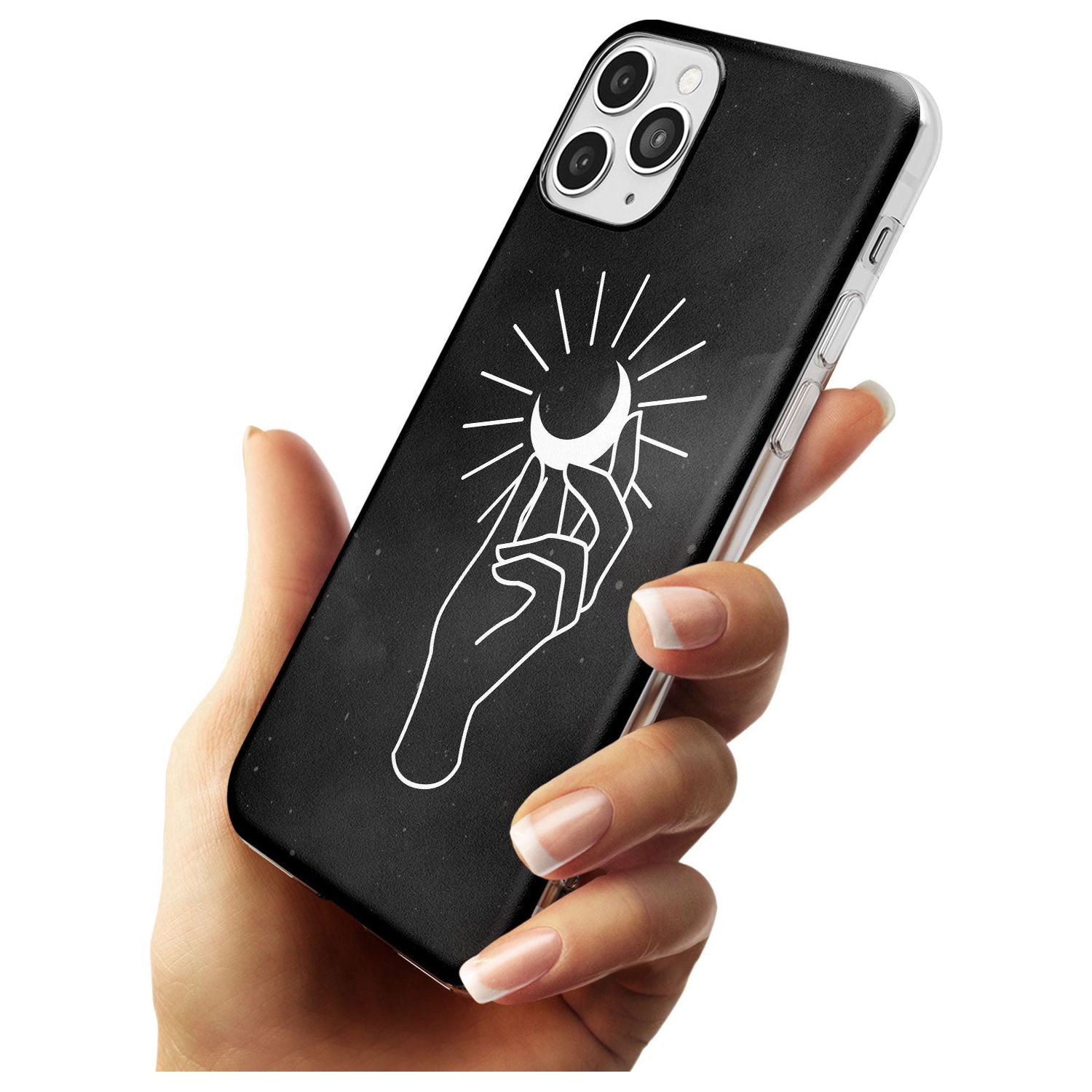 Hand Holding Moon Black Impact Phone Case for iPhone 11 Pro Max