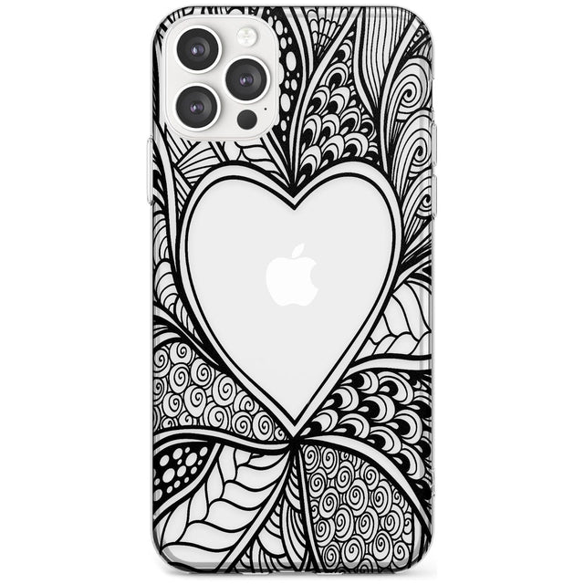 Black Henna Heart Slim TPU Phone Case for iPhone 11 Pro Max