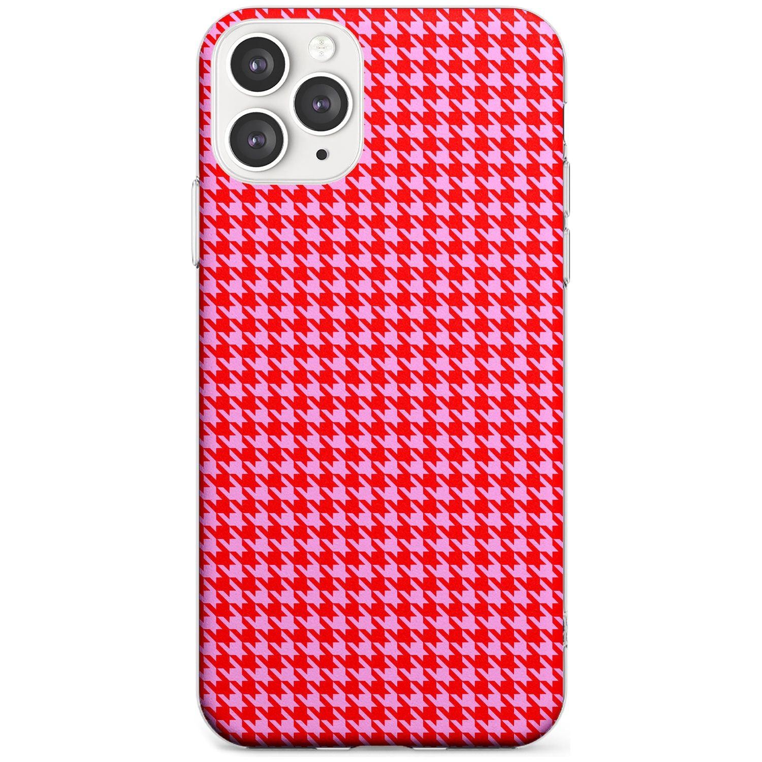 Neon Pink & Red Houndstooth Pattern Slim TPU Phone Case for iPhone 11 Pro Max