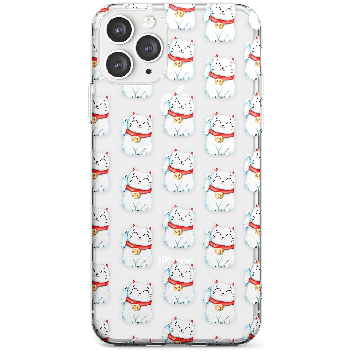 Lucky Cat Maneki-Neko Japanese Pattern Slim TPU Phone Case for iPhone 11 Pro Max
