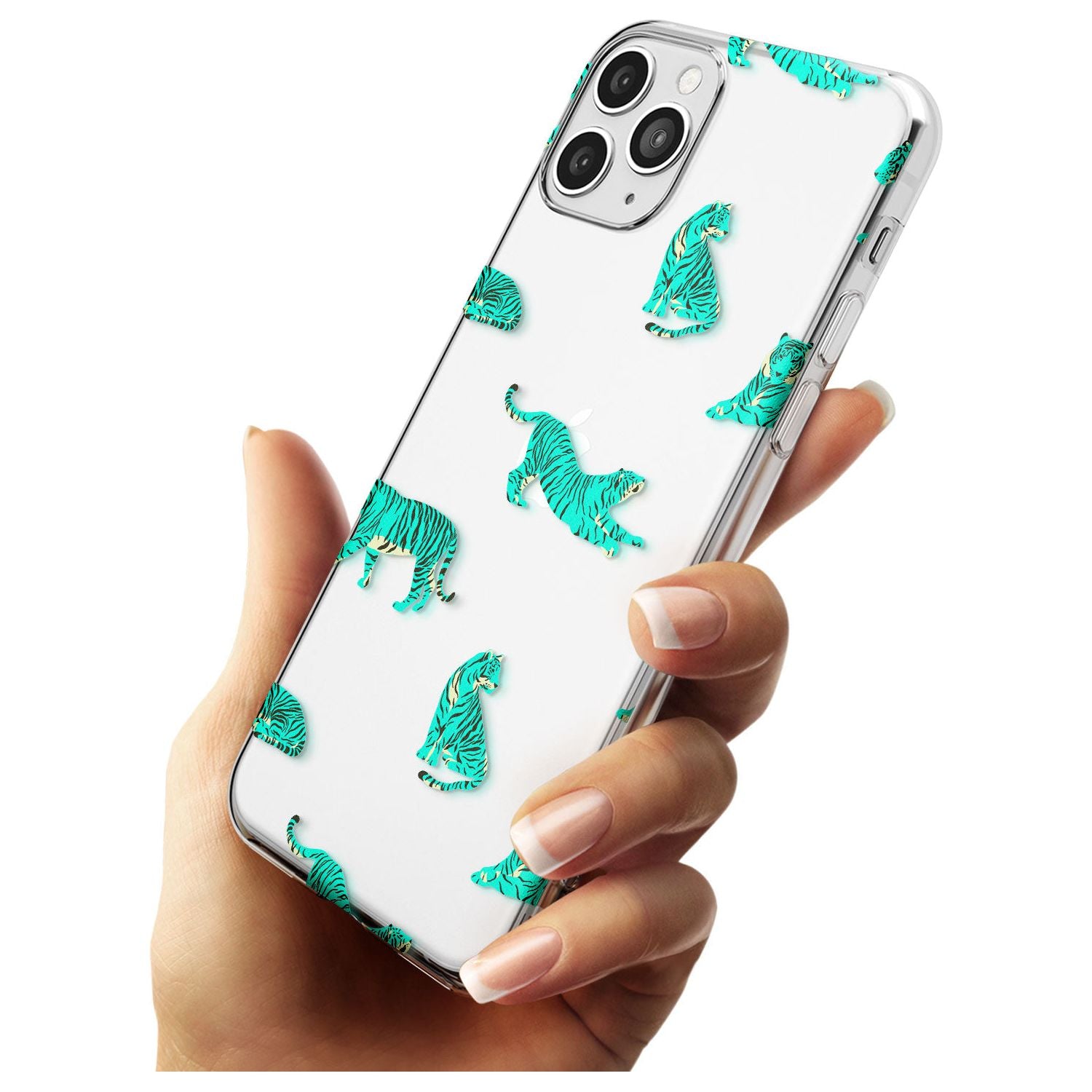 Turquoise Tiger Jungle Cat Pattern Slim TPU Phone Case for iPhone 11 Pro Max