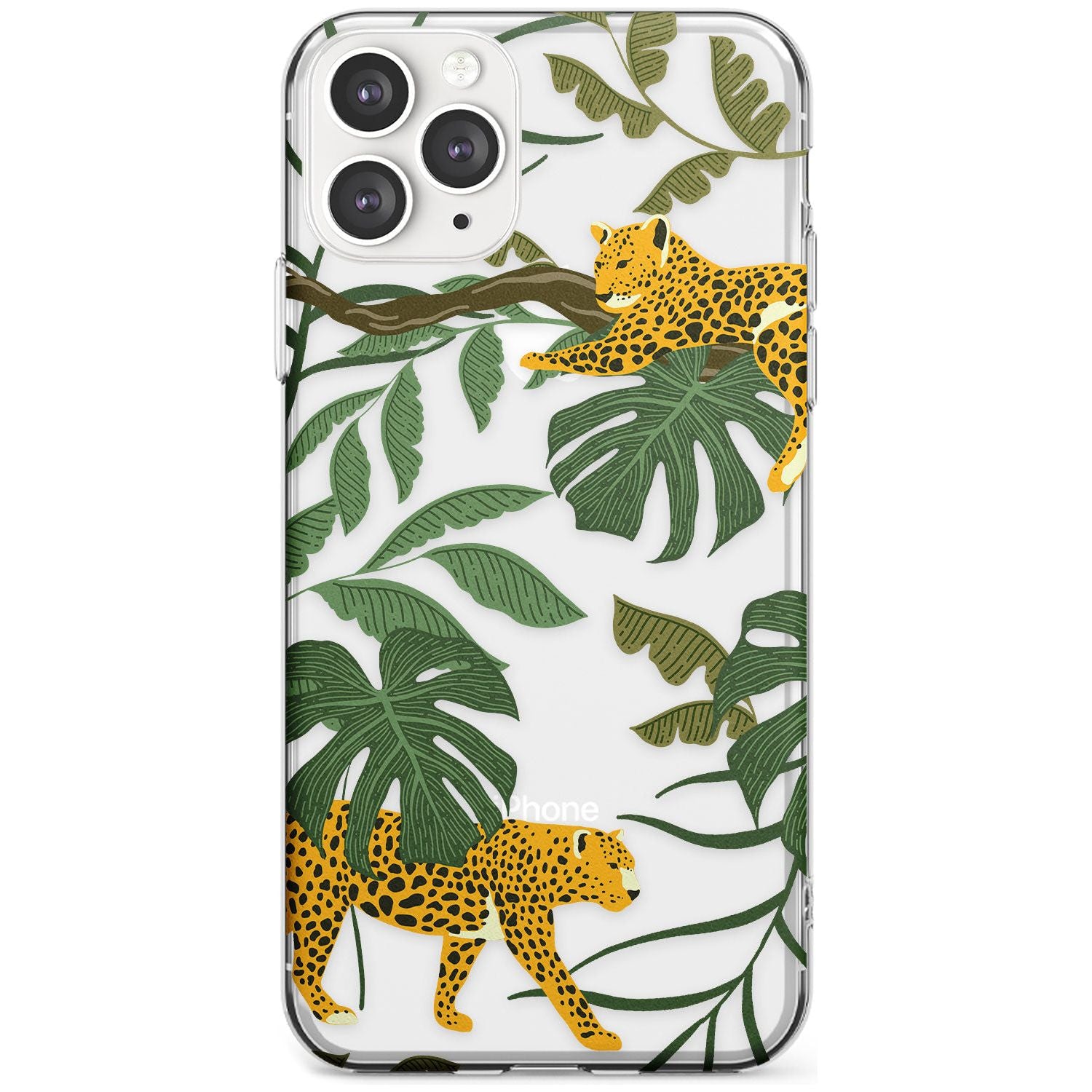 Two Jaguars & Foliage Jungle Cat Pattern Slim TPU Phone Case for iPhone 11 Pro Max