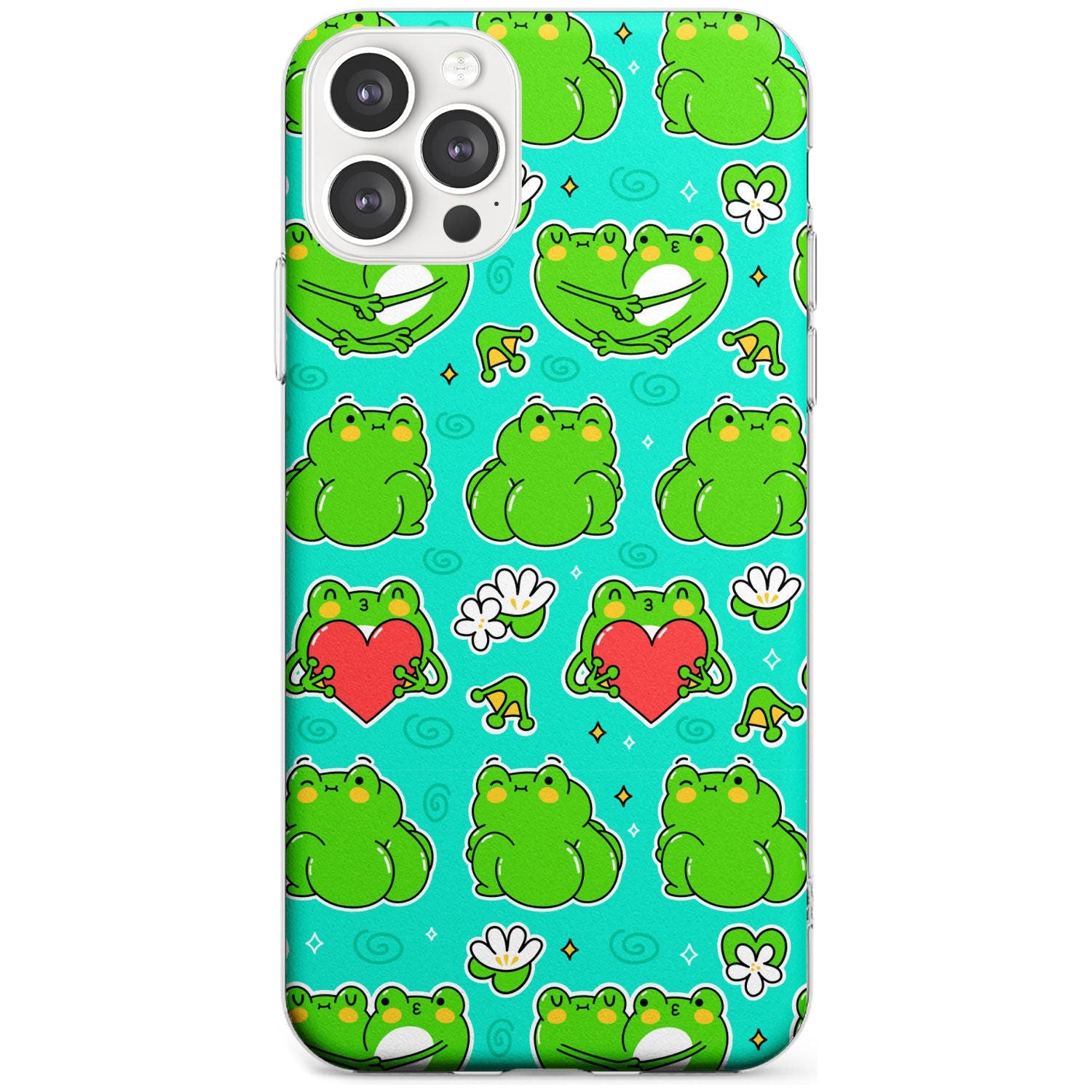 Frog Booty Kawaii Pattern Phone Case iPhone 12 Pro Max / Clear Case,iPhone 12 Pro / Clear Case,iPhone 11 Pro Max / Clear Case,iPhone 11 Pro / Clear Case Blanc Space