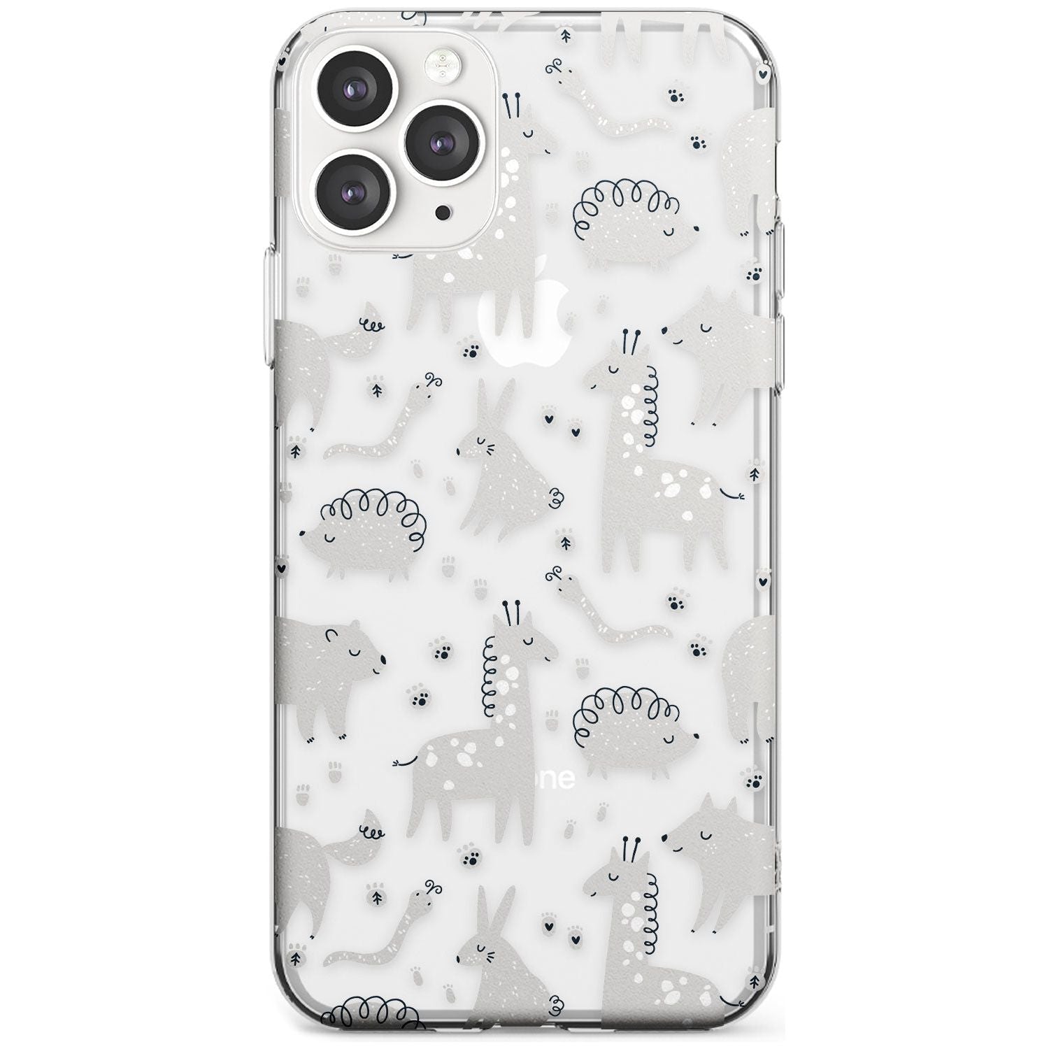 Adorable Mixed Animals Pattern (Clear) Slim TPU Phone Case for iPhone 11 Pro Max