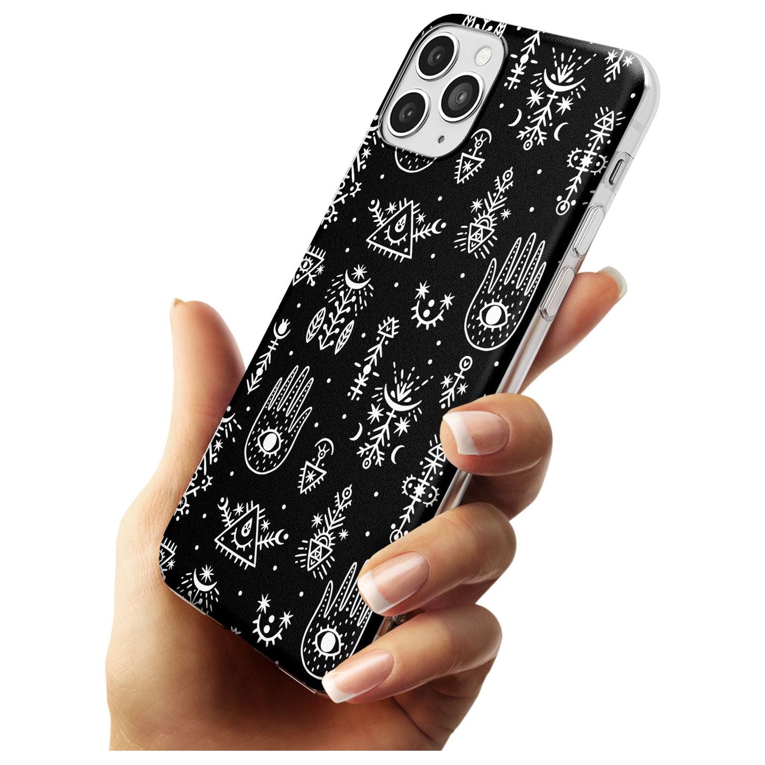Tribal Palms - White on Black Slim TPU Phone Case for iPhone 11 Pro Max