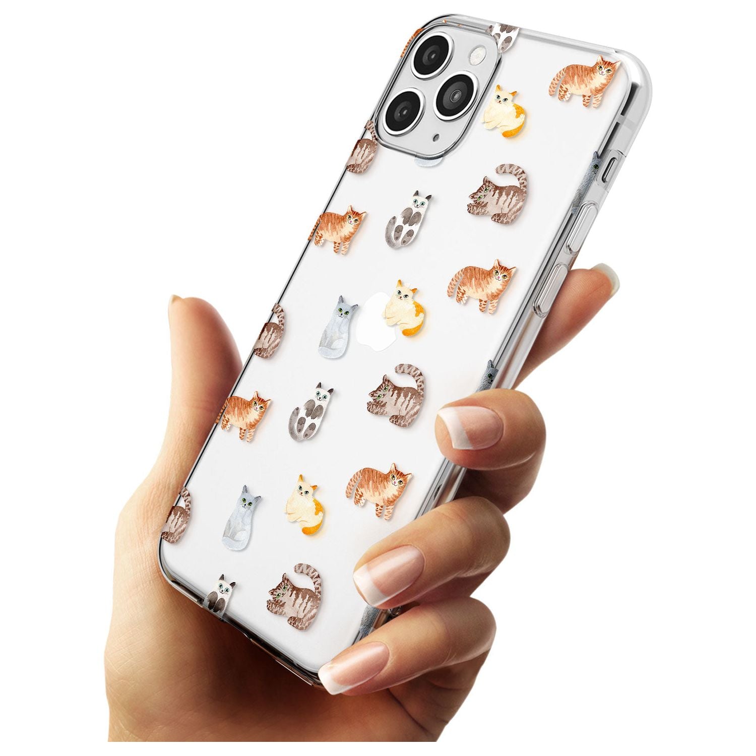 Cute Cat Pattern - Clear Black Impact Phone Case for iPhone 11 Pro Max
