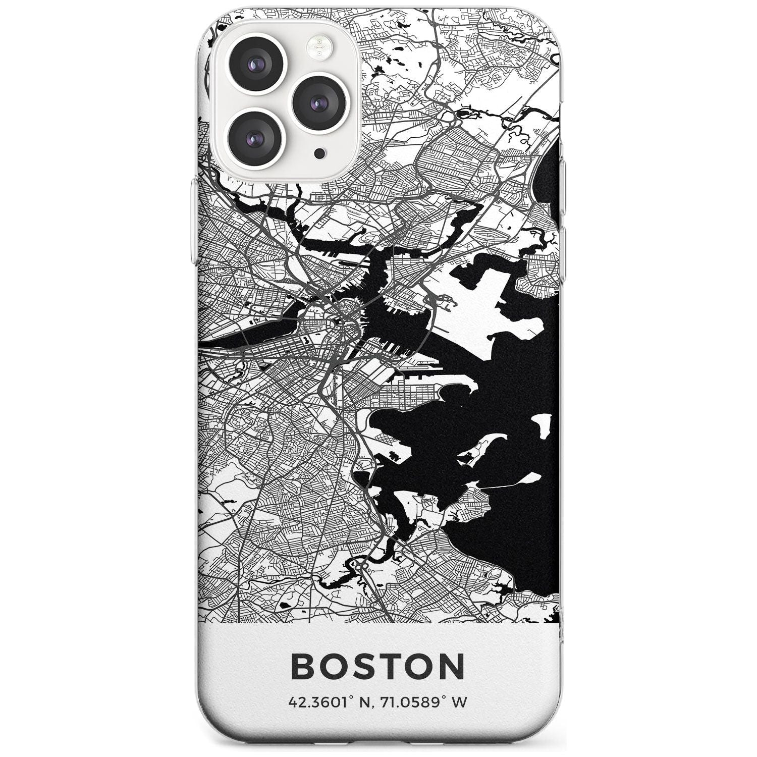 Map of Boston, Massachusetts Slim TPU Phone Case for iPhone 11 Pro Max
