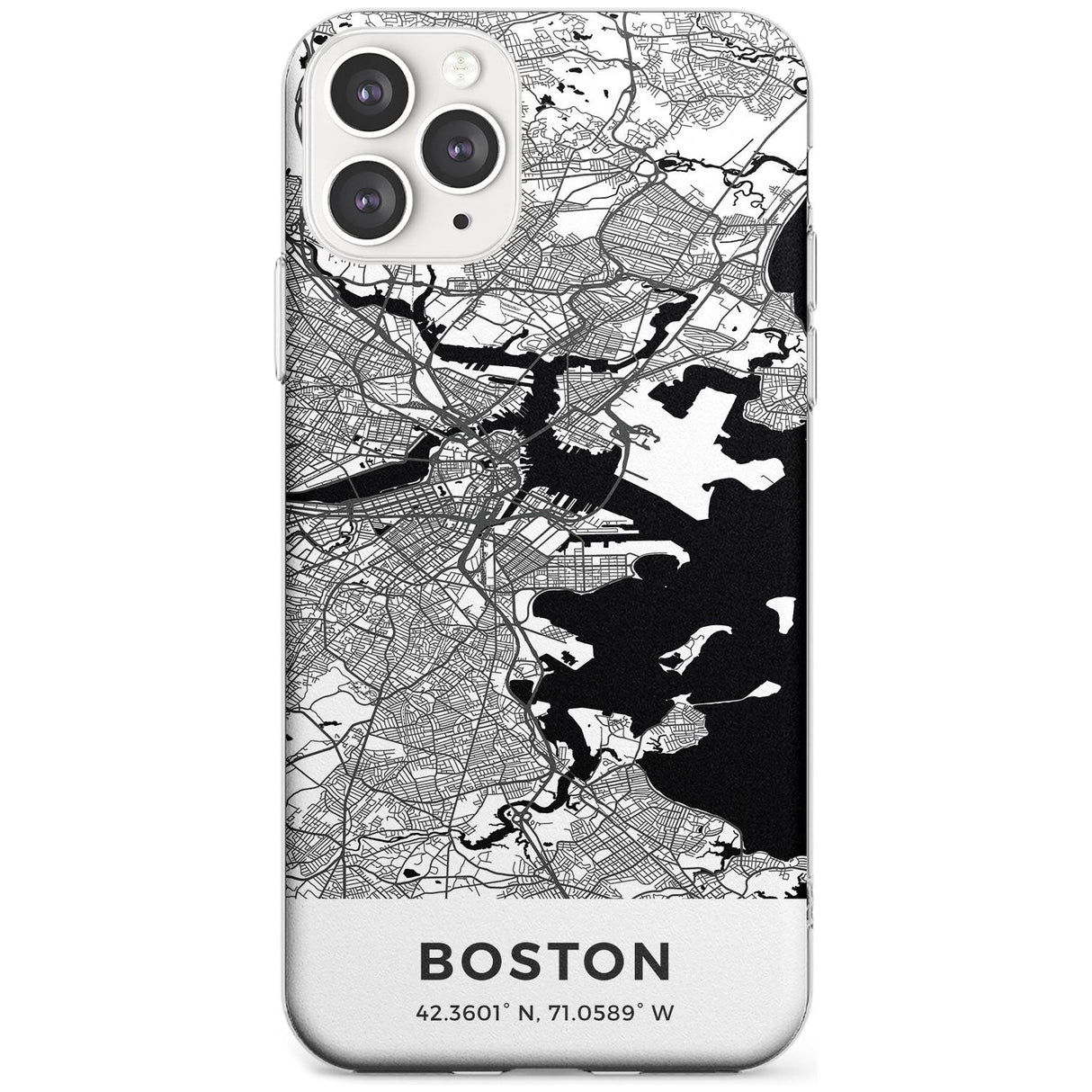 Map of Boston, Massachusetts Slim TPU Phone Case for iPhone 11 Pro Max