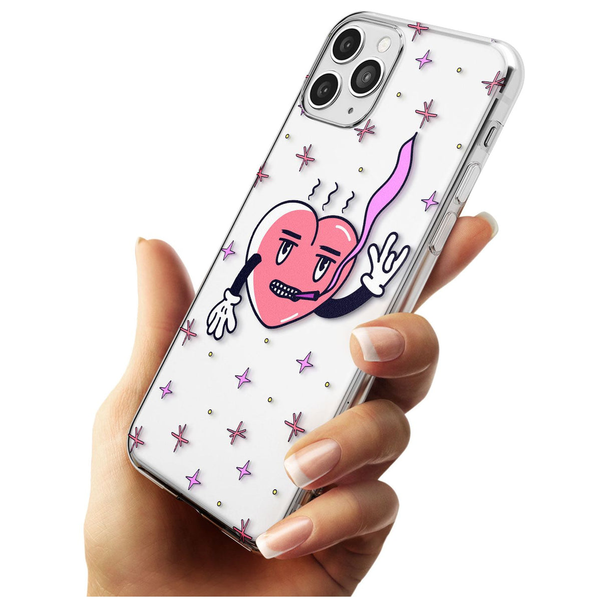 Rock n Roll Heart (Clear) Slim TPU Phone Case for iPhone 11 Pro Max