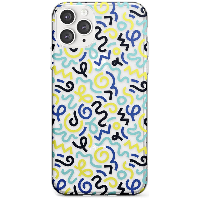 Blue & Yellow Shapes Memphis Retro Pattern Design Slim TPU Phone Case for iPhone 11 Pro Max