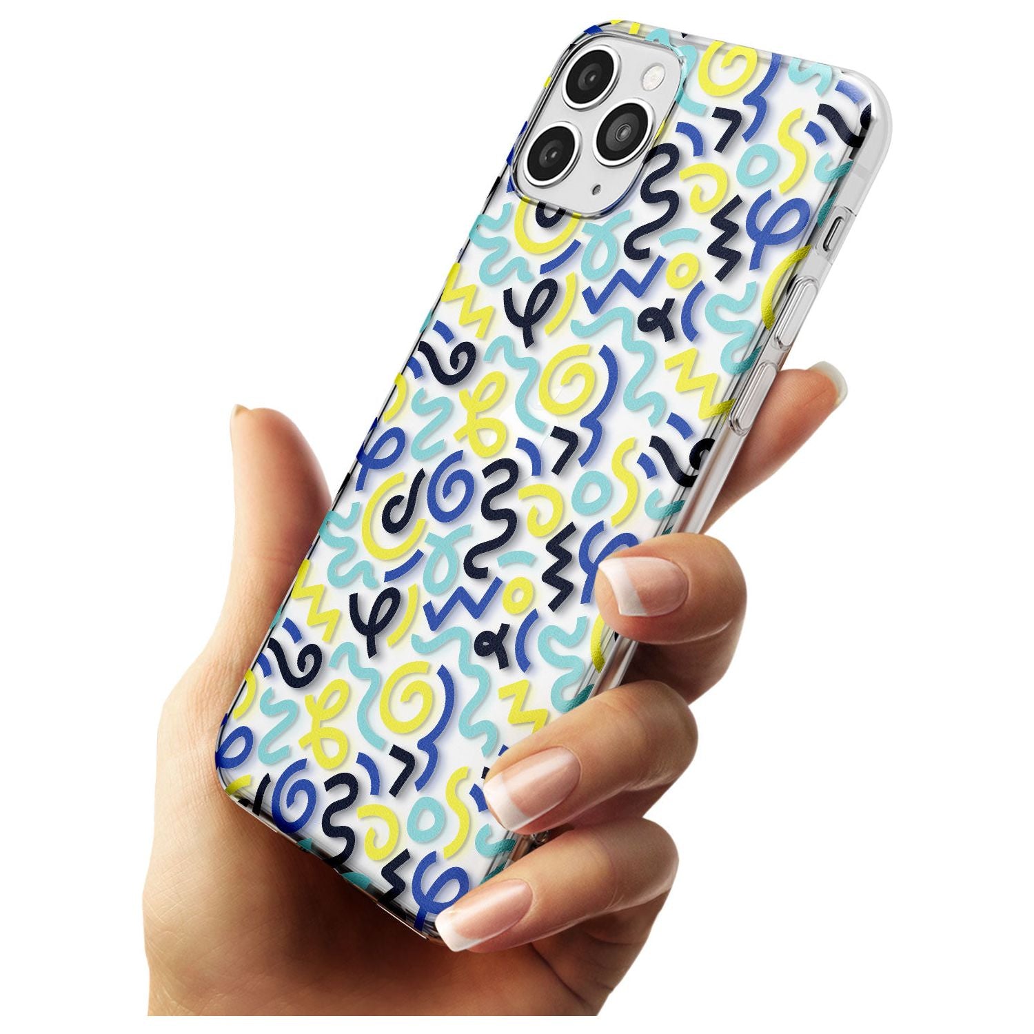 Blue & Yellow Shapes Memphis Retro Pattern Design Slim TPU Phone Case for iPhone 11 Pro Max