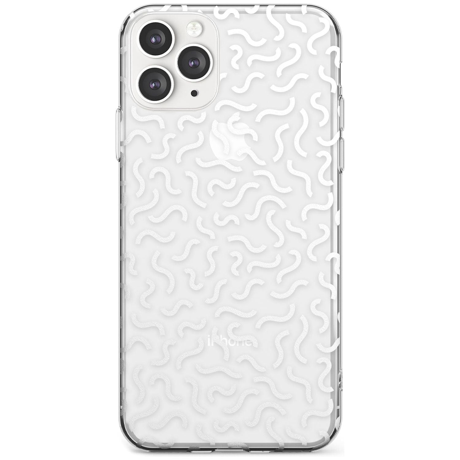 White Wavy Squiggles Memphis Retro Pattern Design Slim TPU Phone Case for iPhone 11 Pro Max