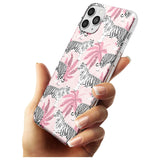 White Tigers on Pink Pattern Slim TPU Phone Case for iPhone 11 Pro Max