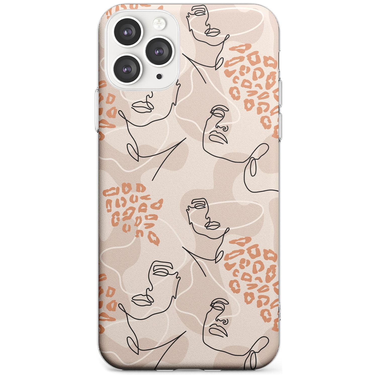 Leopard Print Stylish Abstract Faces Slim TPU Phone Case for iPhone 11 Pro Max