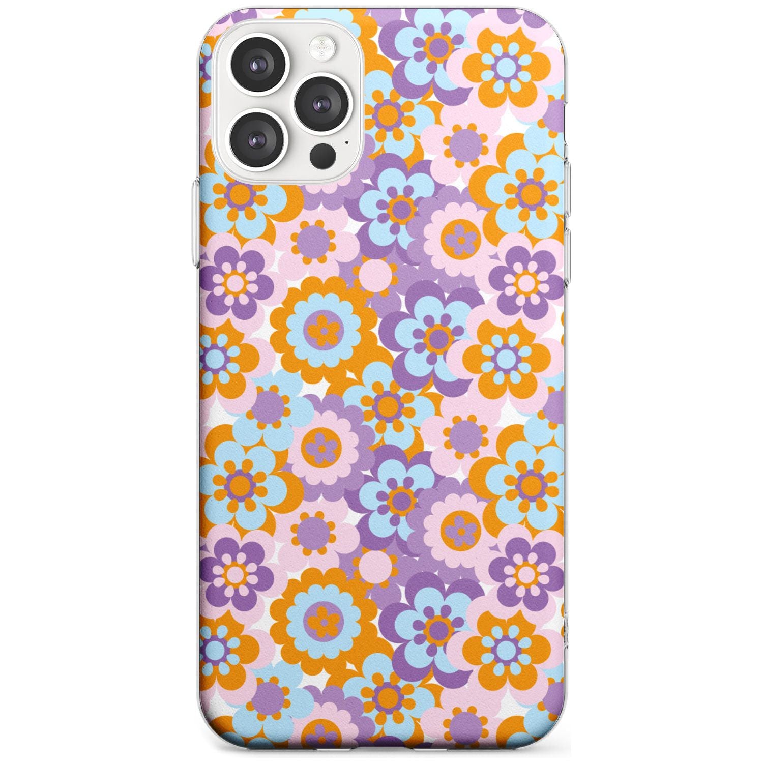 Flower Power Pattern Phone Case iPhone 12 Pro Max / Clear Case,iPhone 12 Pro / Clear Case,iPhone 11 Pro Max / Clear Case,iPhone 11 Pro / Clear Case Blanc Space
