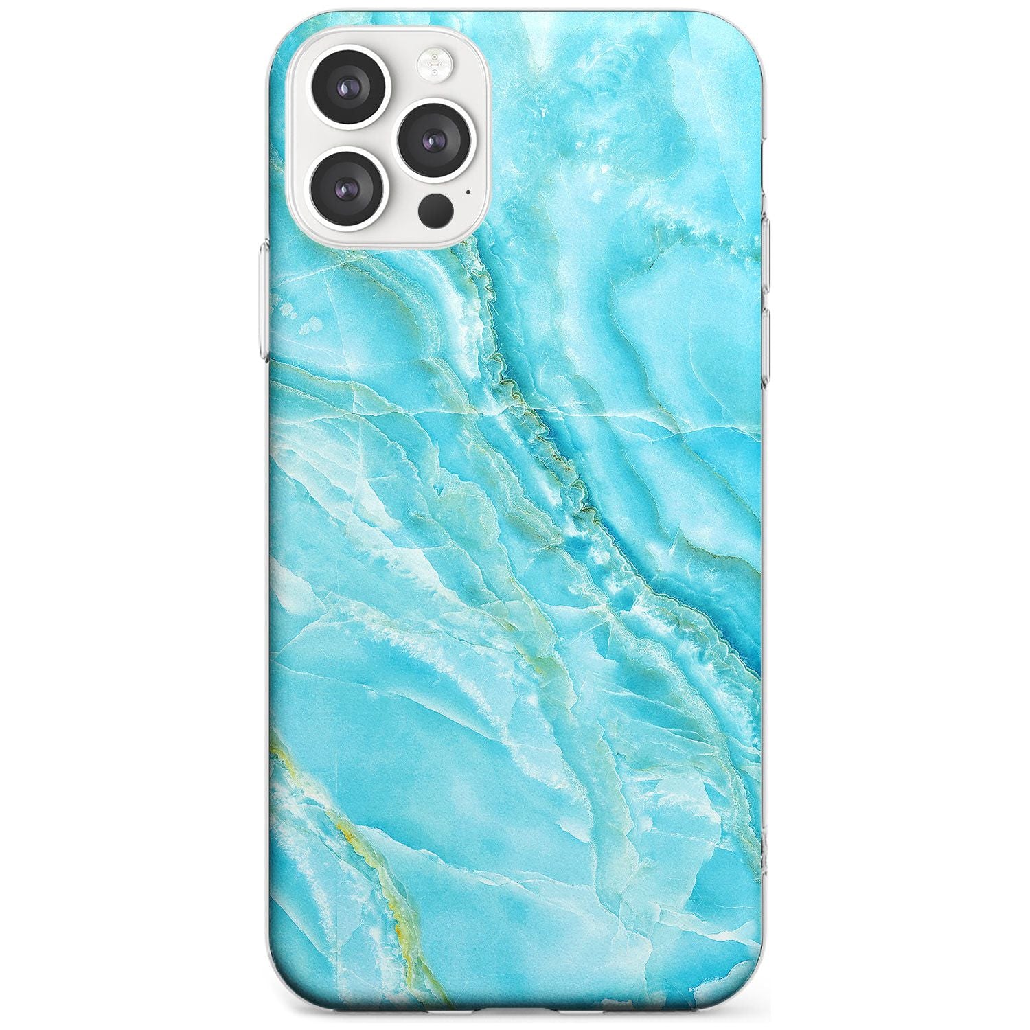 Bright Blue Onyx Marble Texture Black Impact Phone Case for iPhone 11 Pro Max