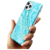 Bright Blue Onyx Marble Texture Black Impact Phone Case for iPhone 11 Pro Max