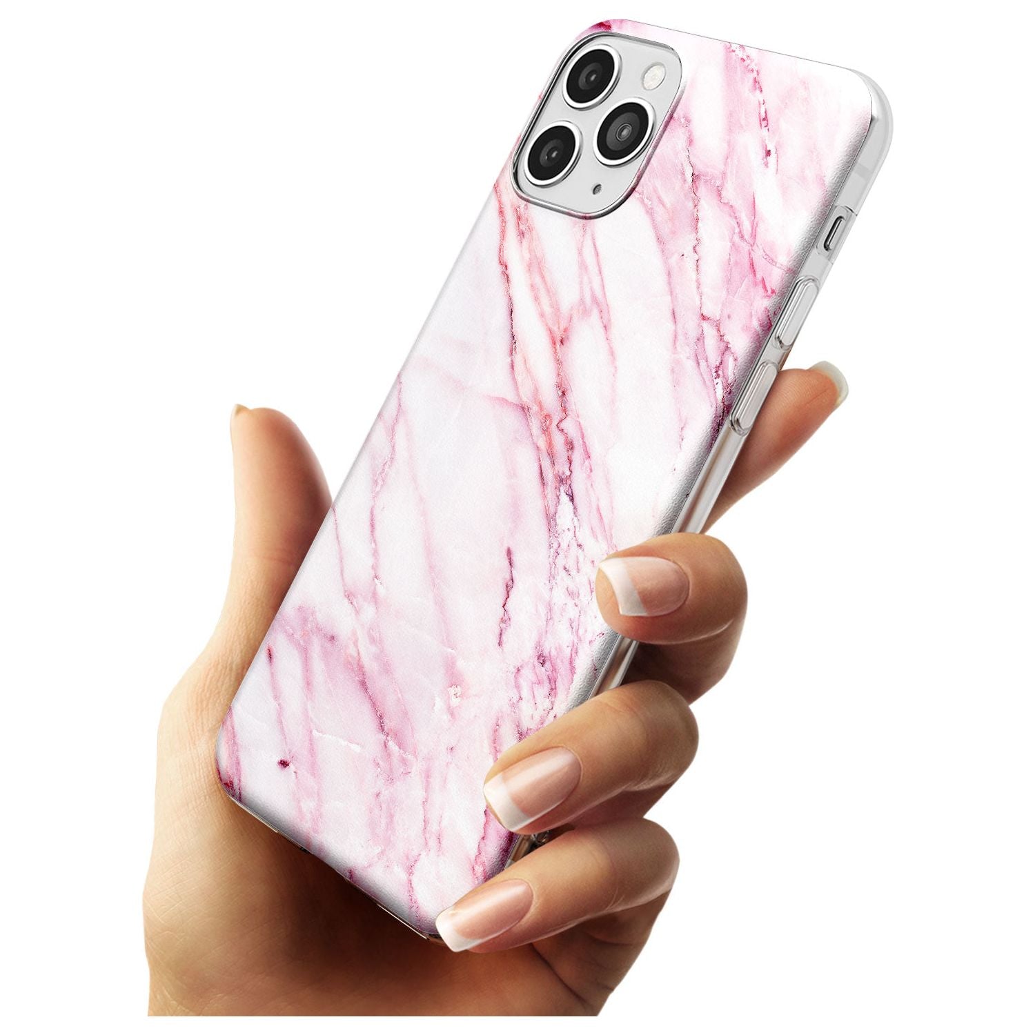 White & Pink Onyx Marble Texture Black Impact Phone Case for iPhone 11 Pro Max
