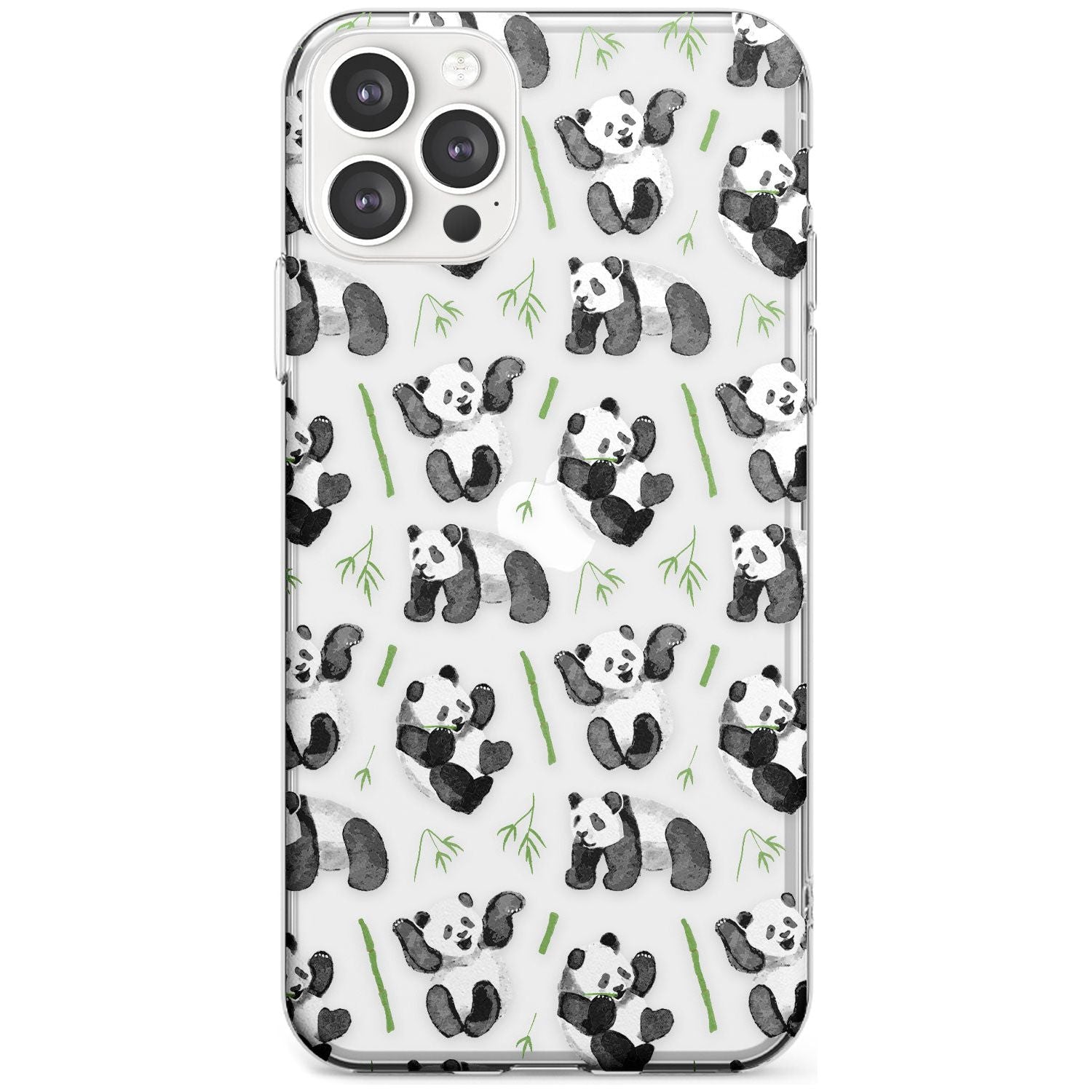 Watercolour Panda Pattern Black Impact Phone Case for iPhone 11 Pro Max