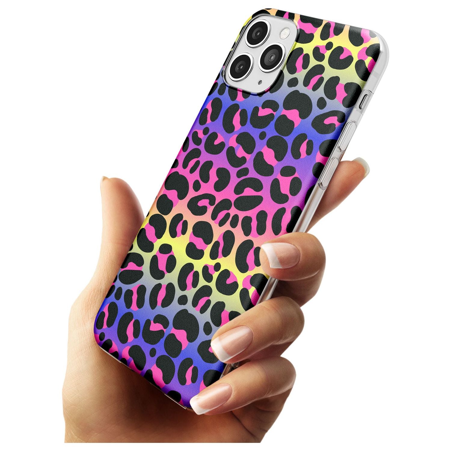Rainbow Gradient Leopard Print Black Impact Phone Case for iPhone 11 Pro Max