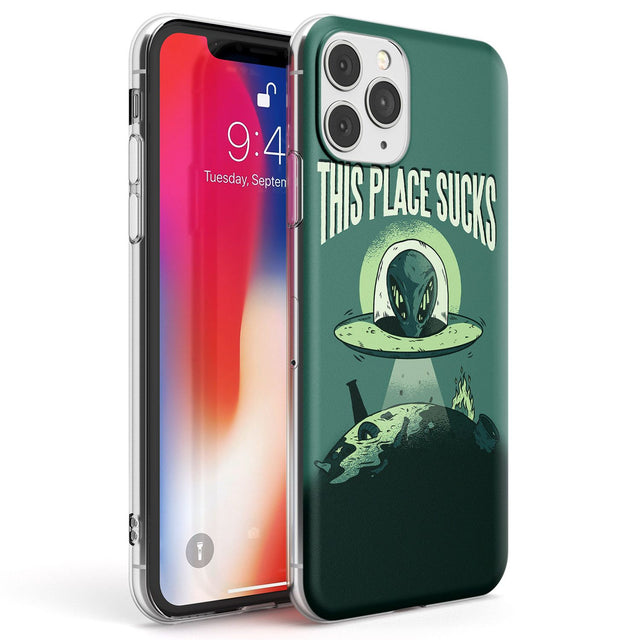 EARTH SUCKS Phone Case iPhone 11 Pro Max / Clear Case,iPhone 11 Pro / Clear Case,iPhone 12 Pro Max / Clear Case,iPhone 12 Pro / Clear Case Blanc Space