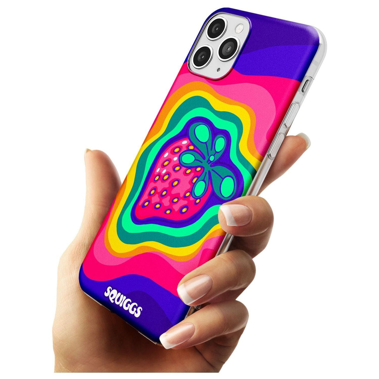 Strawberry Rainbow Black Impact Phone Case for iPhone 11 Pro Max