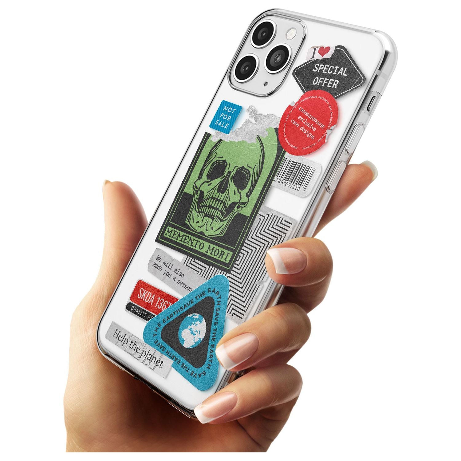 Skull Sticker Mix Black Impact Phone Case for iPhone 11 Pro Max