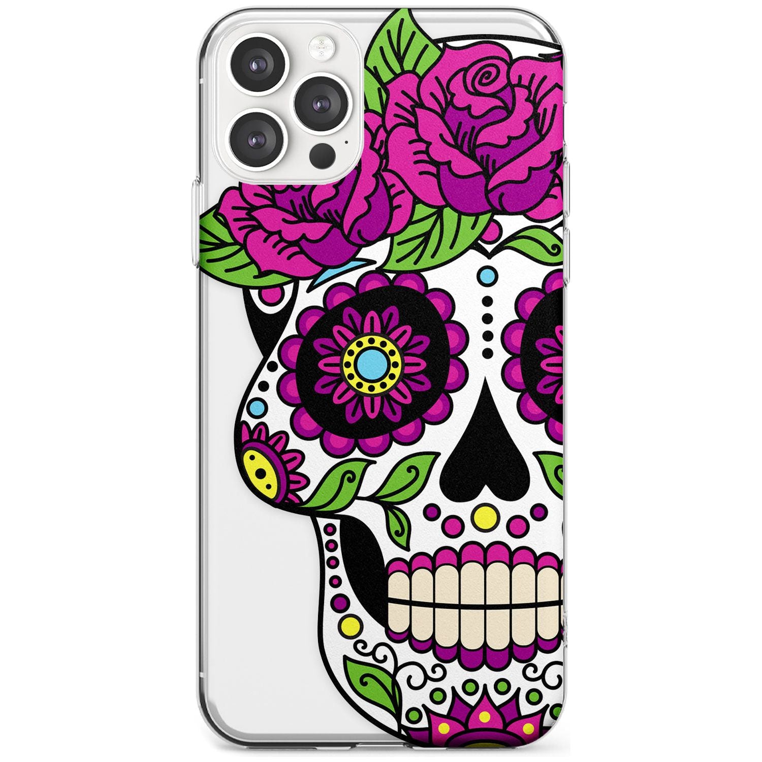 Purple Floral Sugar Skull Slim TPU Phone Case for iPhone 11 Pro Max