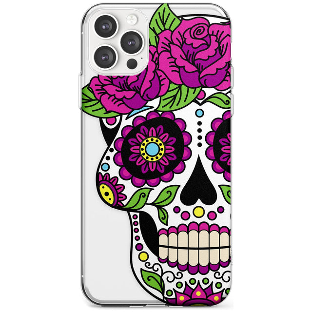 Purple Floral Sugar Skull Slim TPU Phone Case for iPhone 11 Pro Max