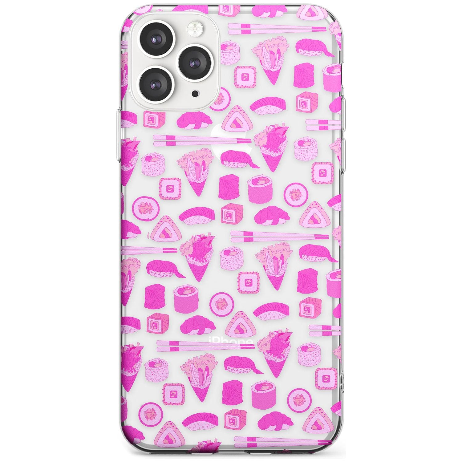 Bright Pink Sushi Pattern Slim TPU Phone Case for iPhone 11 Pro Max